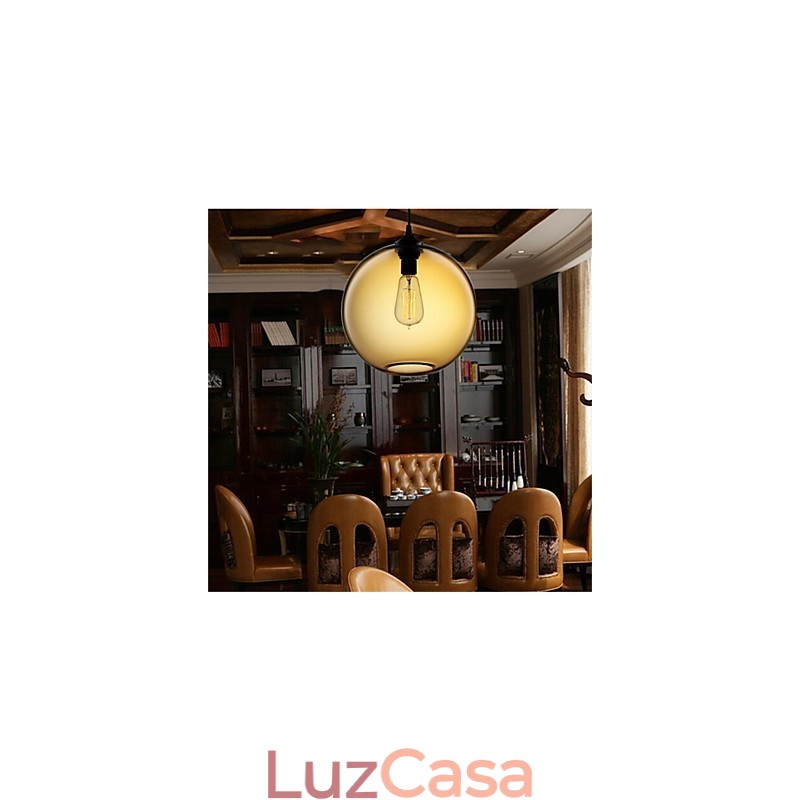 Luminária pendente de vidro retrô criativa de cabeça única Café In The Goldfish Bowl