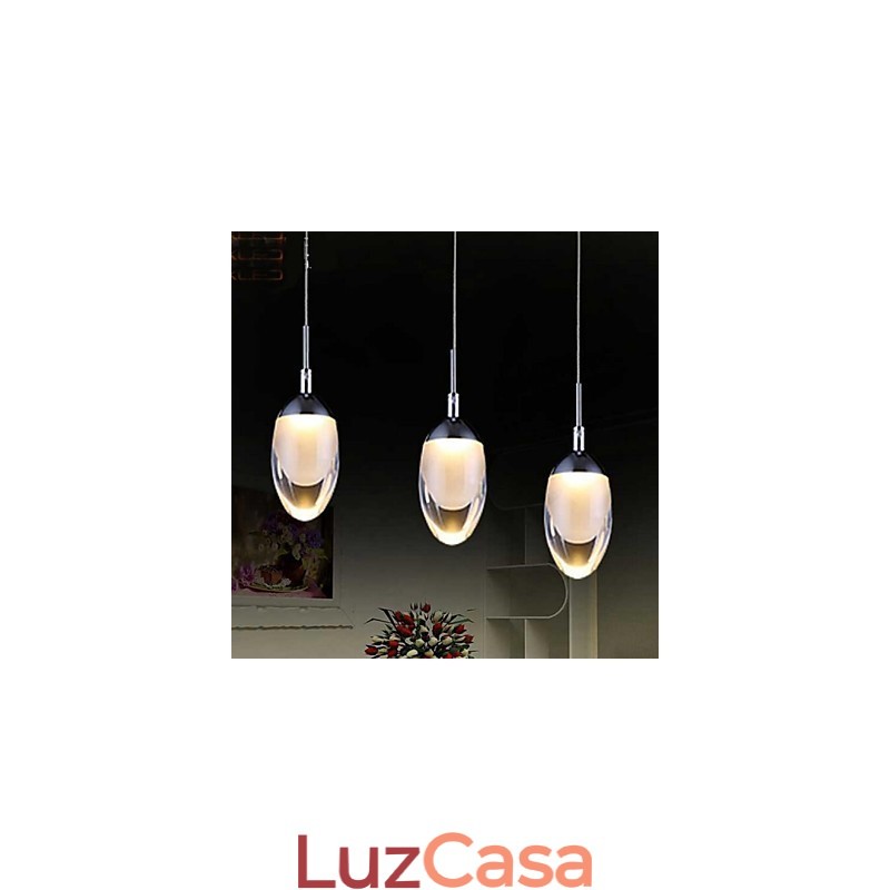 Luminária pendente moderna contemporânea em metal cromado