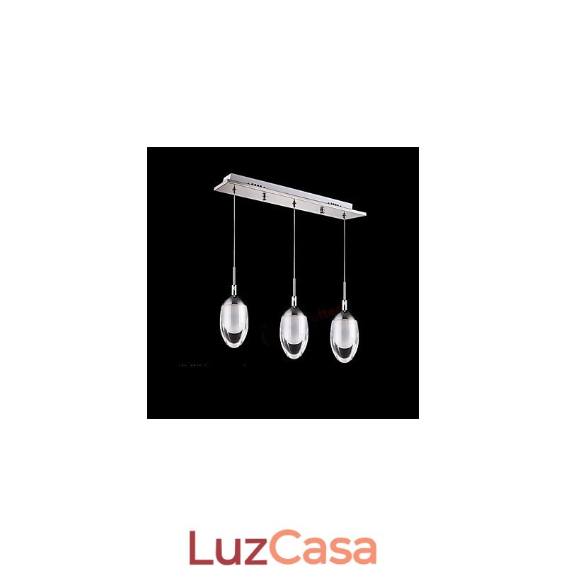 Luminária pendente moderna contemporânea em metal cromado