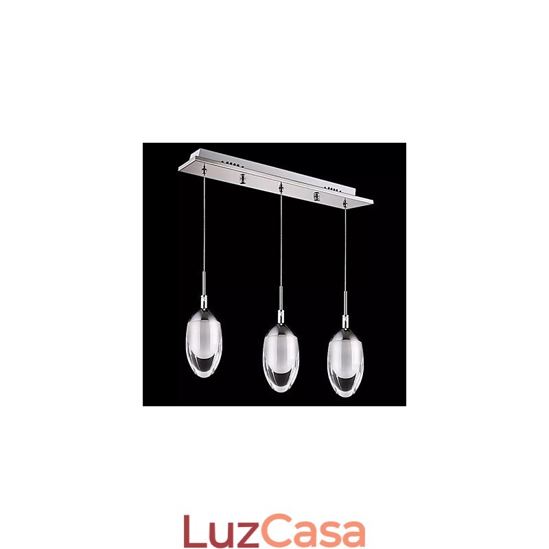 Luminária pendente moderna contemporânea em metal cromado