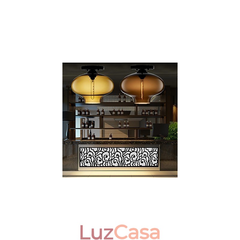 Luminária pendente de vidro retrô criativa de cabeça única Café In The Goldfish Bowl