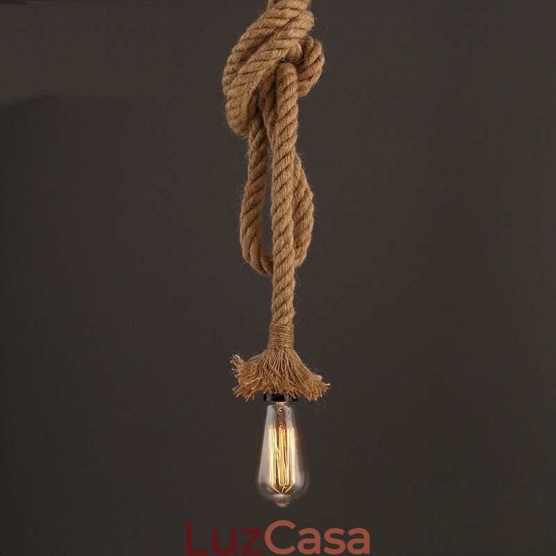 1 Luz DIY Arte Corda de Cânhamo Luz Criativa Corda de Cânhamo Lustre Longo 100cm Enviar 1 Lâmpada