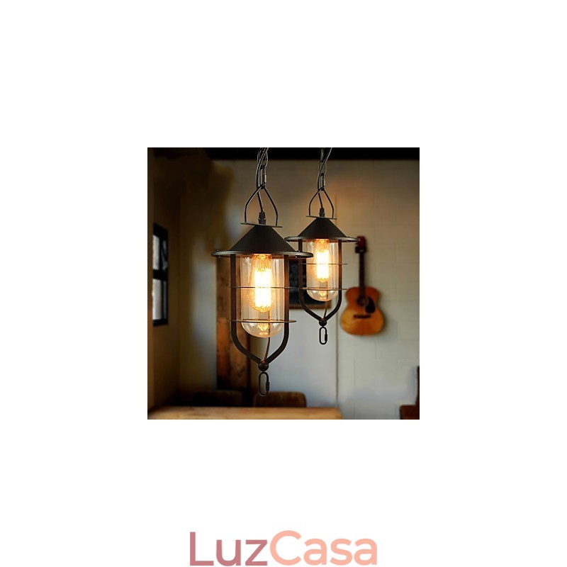 Luminária pendente de metal com pintura estilo retrô mini