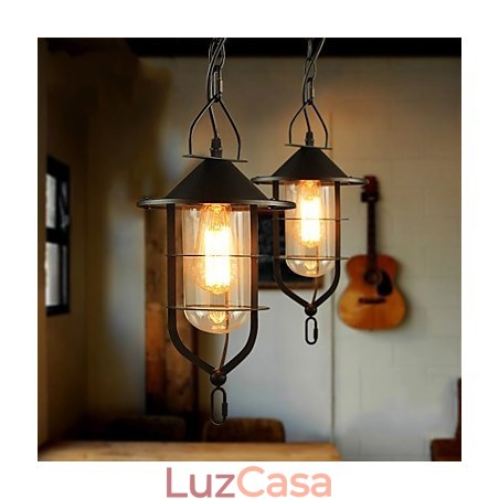 Luminária pendente de metal com pintura estilo retrô mini Luminária pendente de metal com pintura estilo retrô mini