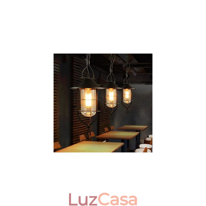 Luminária pendente de metal com pintura estilo retrô mini