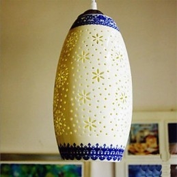 Lâmpada de cerâmica retrô lâmpada escada azul lustre de cabeça única criativo
