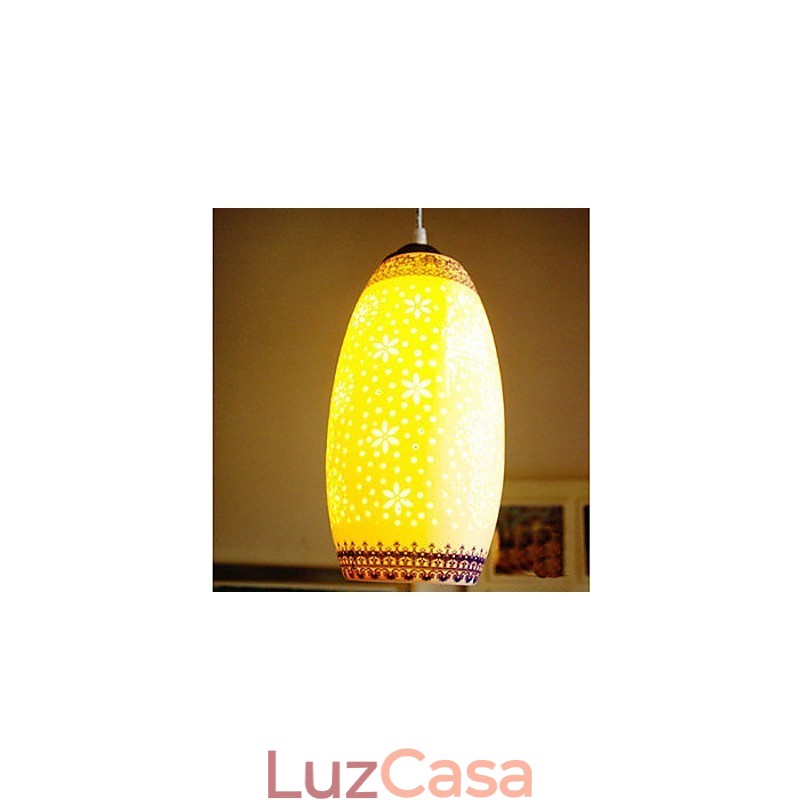 Lâmpada de cerâmica retrô lâmpada escada azul lustre de cabeça única criativo