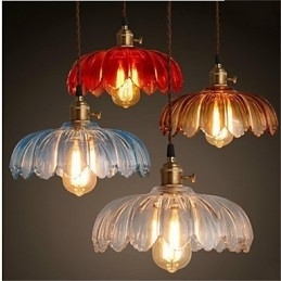 O lustre de vidro florido Retro Old Shanghai com tampa de cobre
