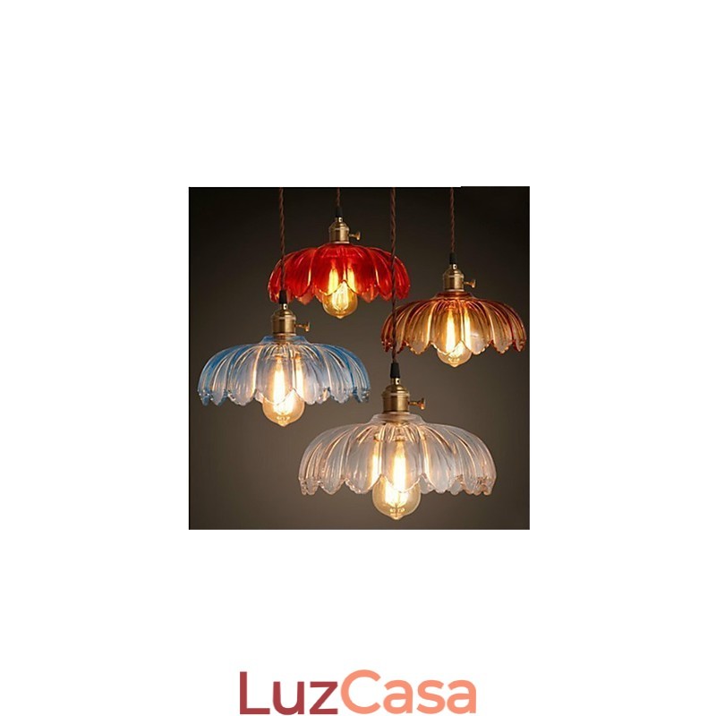O lustre de vidro florido Retro Old Shanghai com tampa de cobre