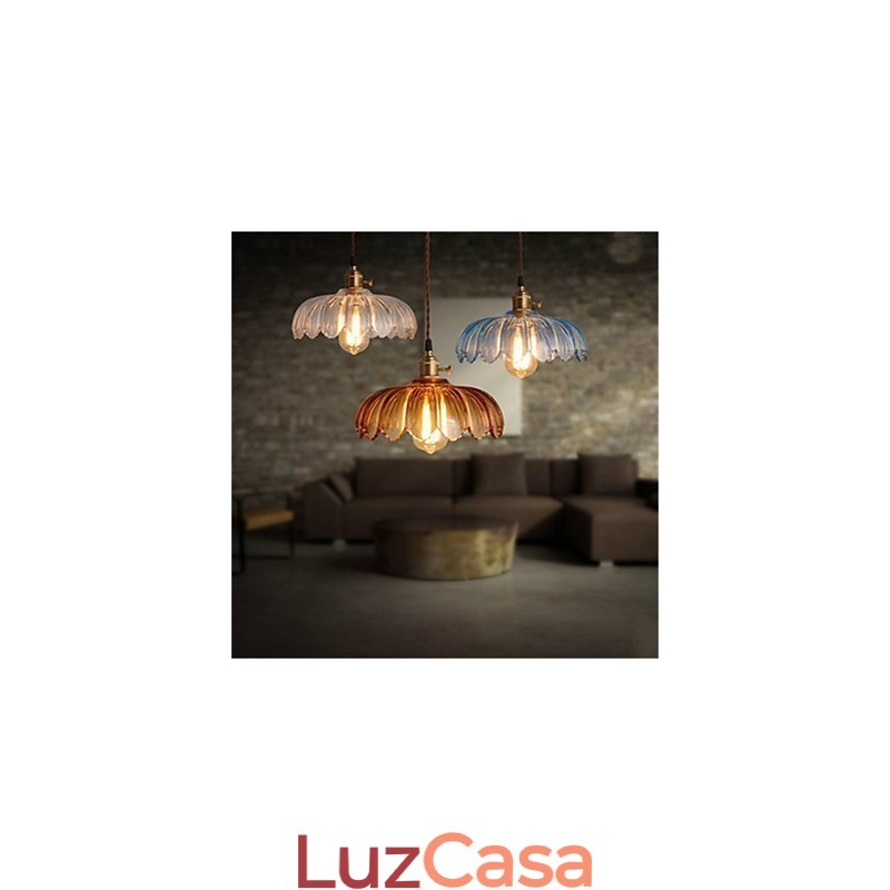 O lustre de vidro florido Retro Old Shanghai com tampa de cobre