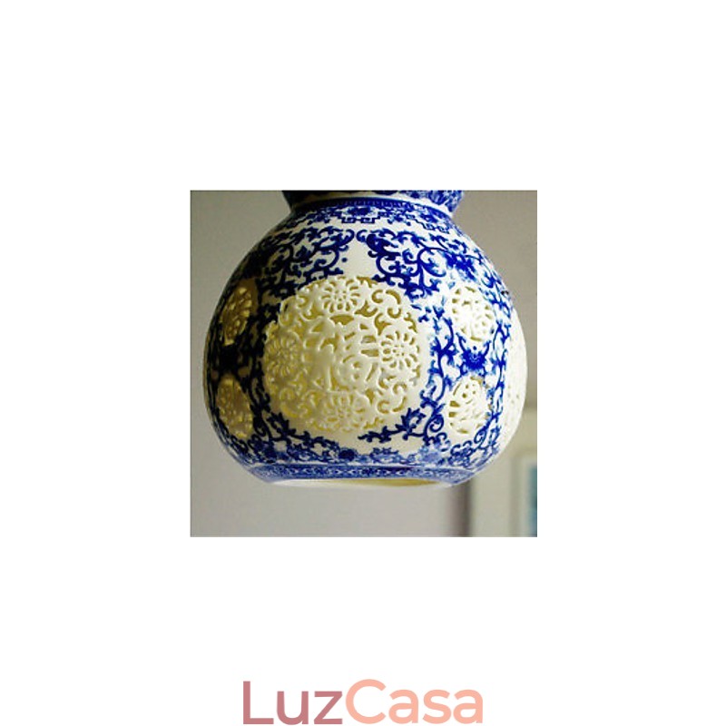 Lâmpada de cerâmica retrô lâmpada escada azul lustre de cabeça única criativo