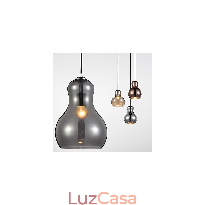Luminária pendente em formato de cabaça 1 luz Modern Simplicity Dourado Cromado Ouro Rosa Âmbar Cinza Fumê Vidro e Aço Carbono