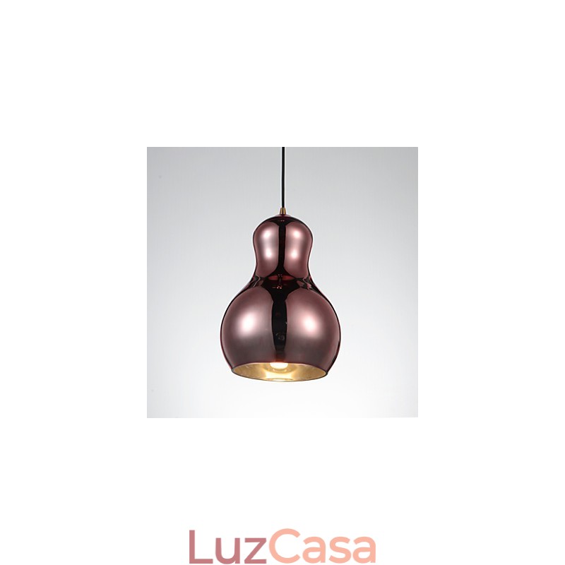 Luminária pendente em formato de cabaça 1 luz Modern Simplicity Dourado Cromado Ouro Rosa Âmbar Cinza Fumê Vidro e Aço Carbono