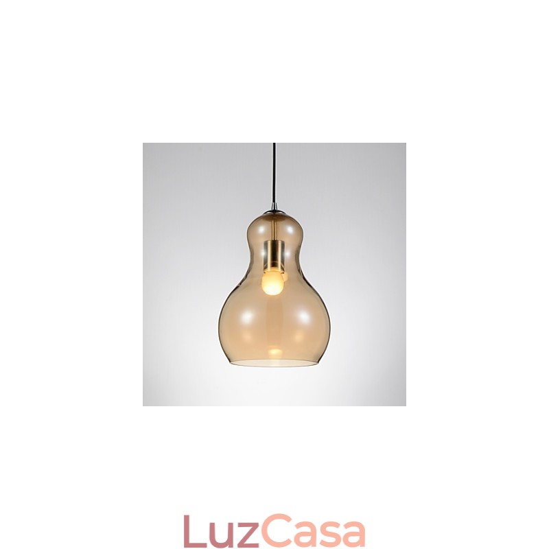 Luminária pendente em formato de cabaça 1 luz Modern Simplicity Dourado Cromado Ouro Rosa Âmbar Cinza Fumê Vidro e Aço Carbono