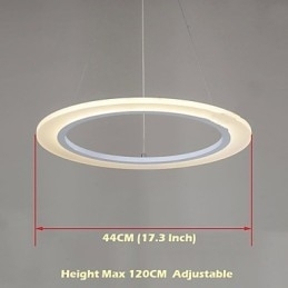 Luminária pendente redonda de teto, lustre de acrílico leitoso com anel único