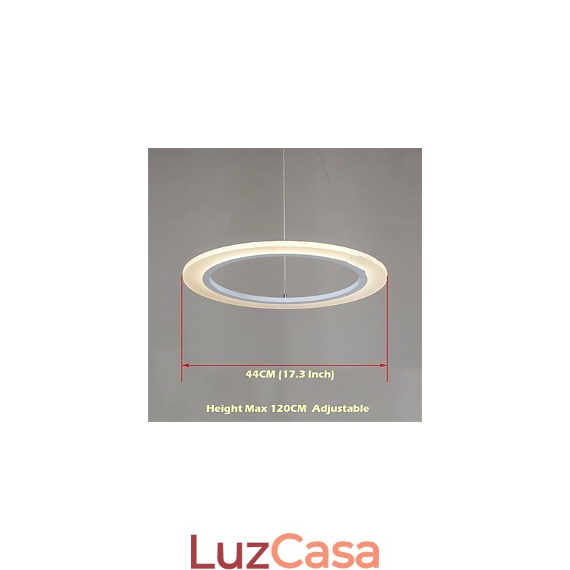 Luminária pendente redonda de teto, lustre de acrílico leitoso com anel único