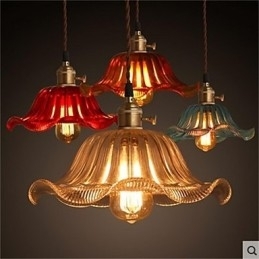 O lustre de vidro florido Retro Old Shanghai com tampa de cobre