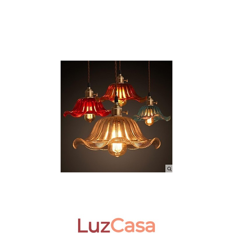 O lustre de vidro florido Retro Old Shanghai com tampa de cobre