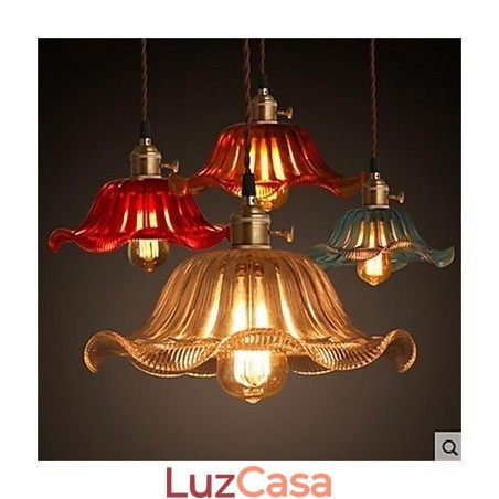 O lustre de vidro florido Retro Old Shanghai com tampa de cobre O lustre de vidro florido Retro Old Shanghai com tampa de cobre