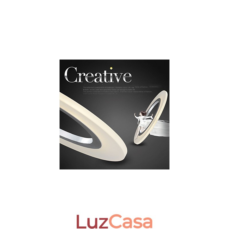 Luminária pendente redonda de teto, lustre de acrílico leitoso com anel único