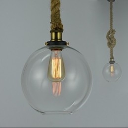 Lustre de vidro criativo industrial vintage americano estilo country, corda de cabeça única