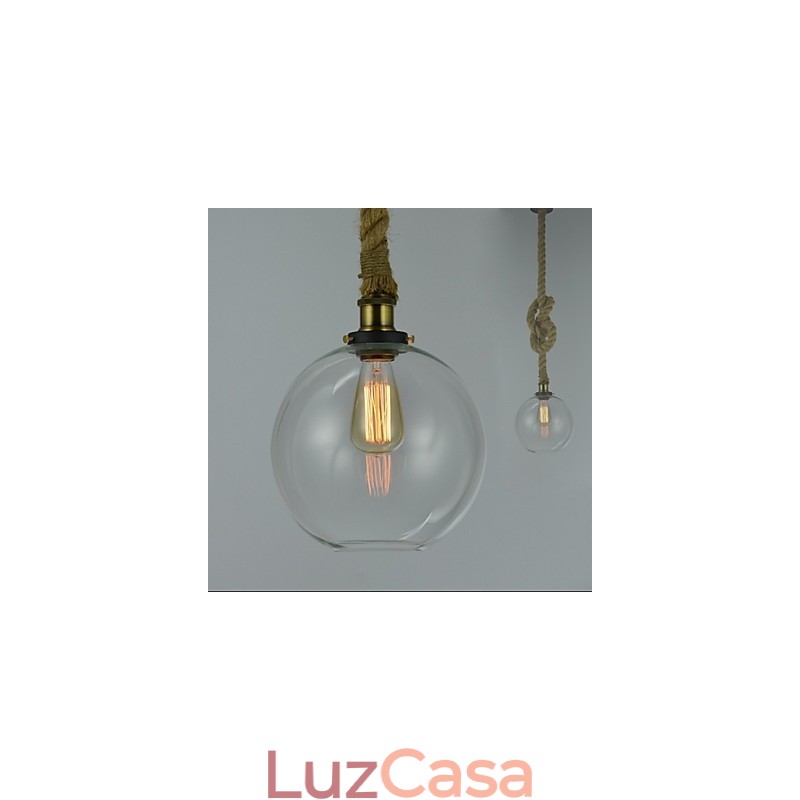 Lustre de vidro criativo industrial vintage americano estilo country, corda de cabeça única
