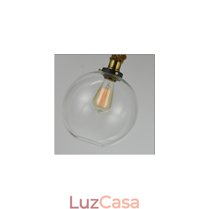 Lustre de vidro criativo industrial vintage americano estilo country, corda de cabeça única