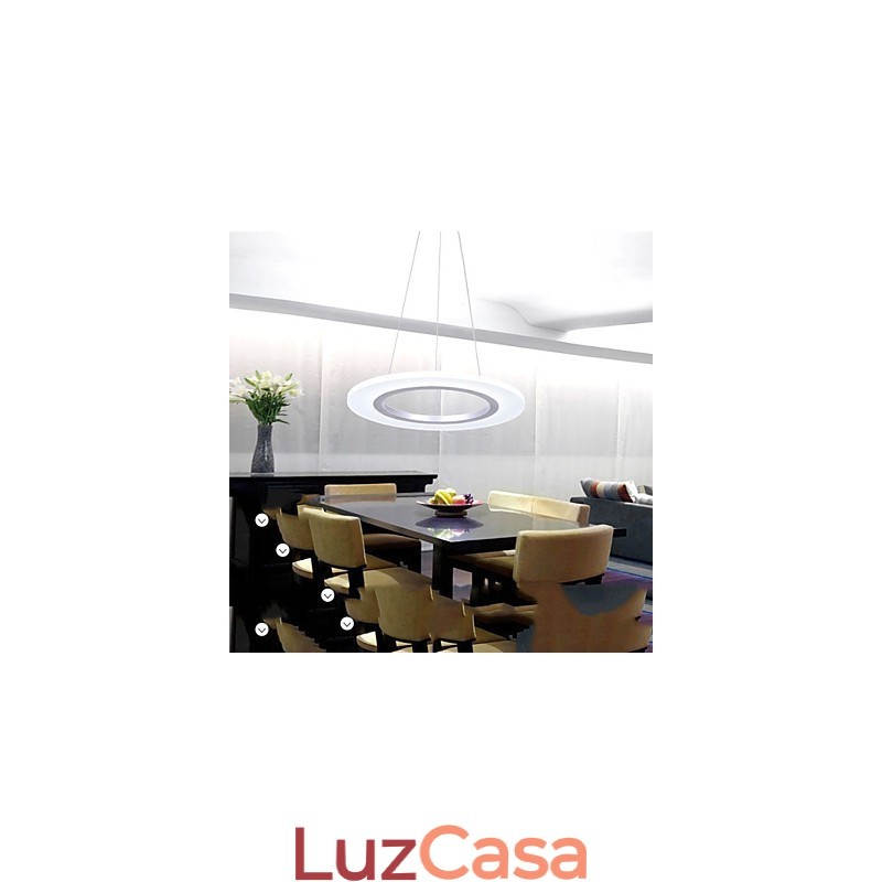 Luminária pendente redonda de teto, lustre de acrílico leitoso com anel único
