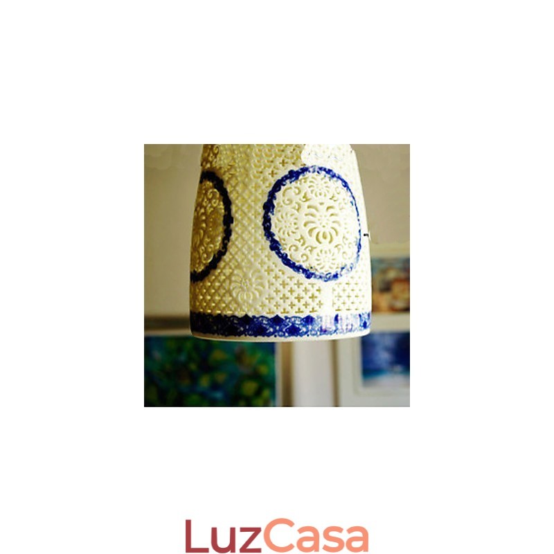 Lâmpada de cerâmica retrô lâmpada escada azul lustre de cabeça única criativo
