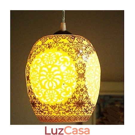 Lâmpada de cerâmica retrô lâmpada escada azul lustre de cabeça única criativo Lâmpada de cerâmica retrô lâmpada escada azul lustre de cabeça única criativo