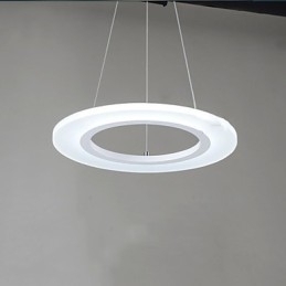 Luminária pendente redonda de teto, lustre de acrílico leitoso com anel único
