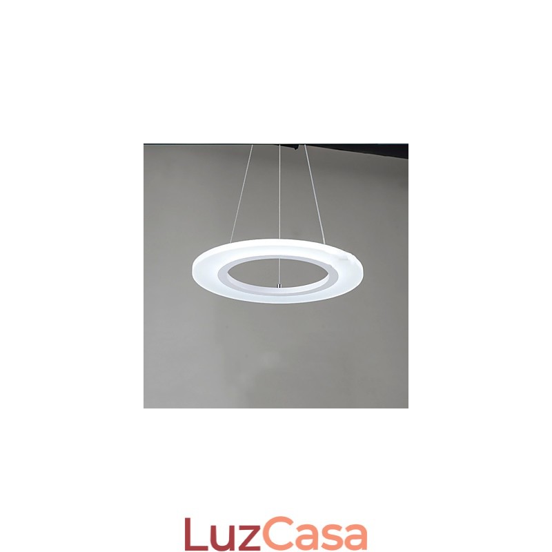 Luminária pendente redonda de teto, lustre de acrílico leitoso com anel único