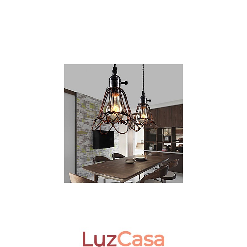 American Country Industrial Wind Lamp Retro Pequeno Lustre Gaiola de Ferro