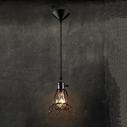 American Country Industrial Wind Lamp Retro Pequeno Lustre Gaiola de Ferro