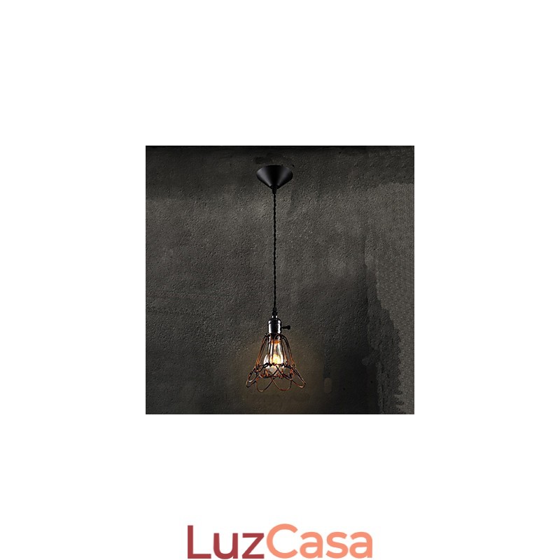American Country Industrial Wind Lamp Retro Pequeno Lustre Gaiola de Ferro