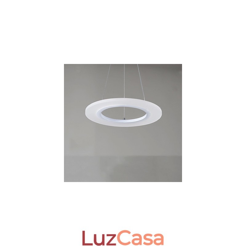 Luminária pendente redonda de teto, lustre de acrílico leitoso com anel único