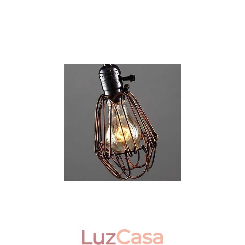 American Country Industrial Wind Lamp Retro Pequeno Lustre Gaiola de Ferro