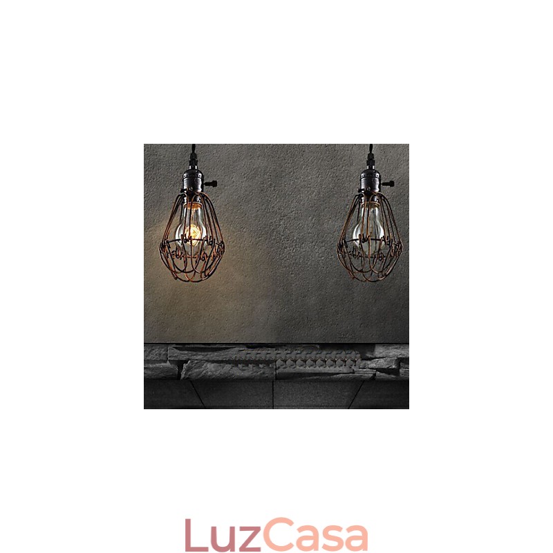 American Country Industrial Wind Lamp Retro Pequeno Lustre Gaiola de Ferro