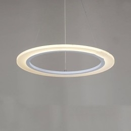 Luminária pendente redonda de teto, lustre de acrílico leitoso com anel único