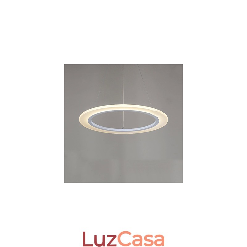 Luminária pendente redonda de teto, lustre de acrílico leitoso com anel único