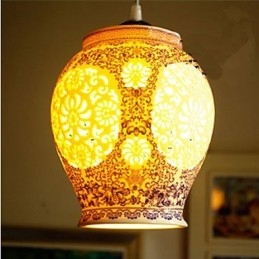 Lâmpada de cerâmica retrô lâmpada escada azul lustre de cabeça única criativo