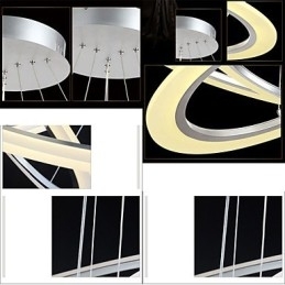 Luminária pendente redonda de teto, lustre de acrílico leitoso com anel único