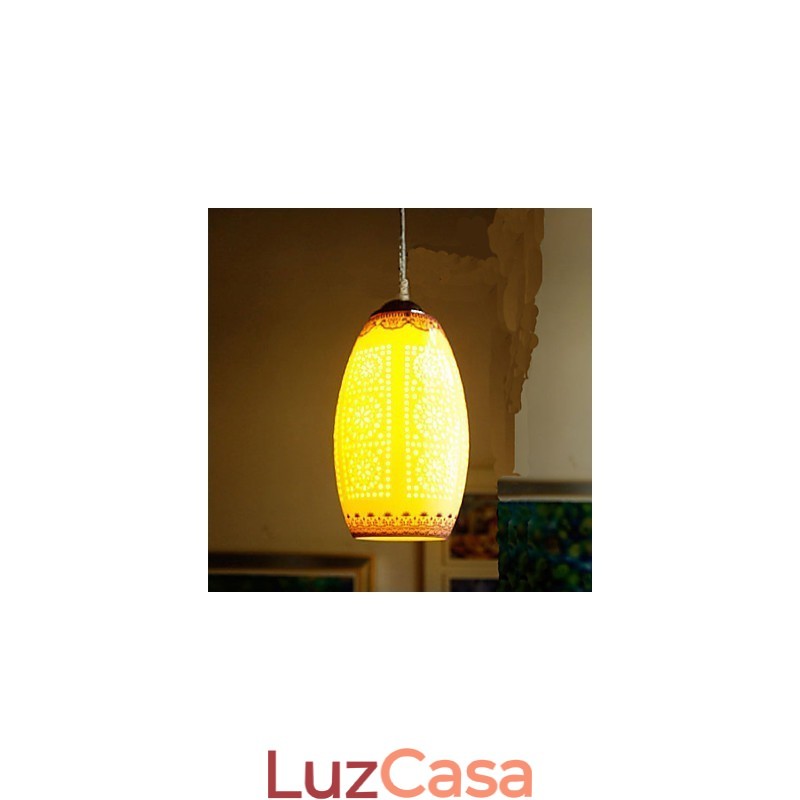 Lâmpada de cerâmica retrô lâmpada escada azul lustre de cabeça única criativo