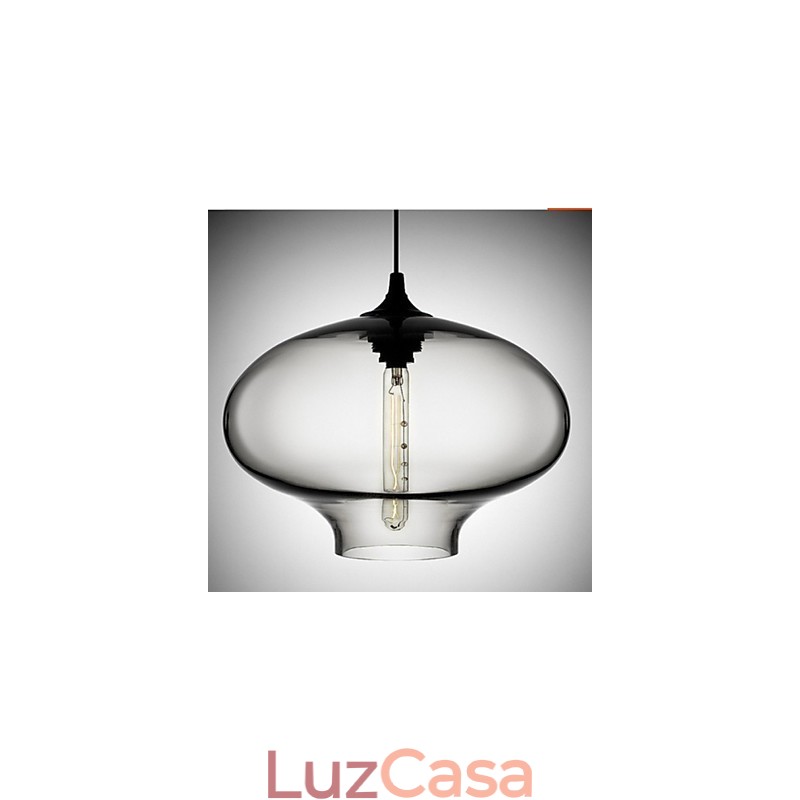 1 Luz Moderna de Vidro Branco e Azul Transparente Pendente Luz