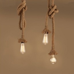 1 Luz DIY Arte Corda de Cânhamo Luz Criativa Corda de Cânhamo Lustre Longo 100cm Enviar 1 Lâmpada