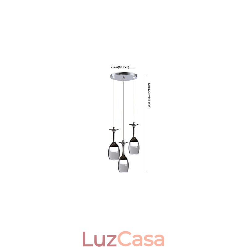 Luminárias pendentes 3 luzes redondas placa traseira moderna contemporânea metal
