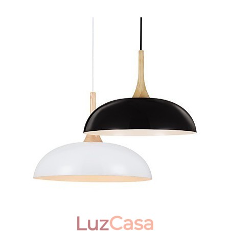 Mini Luminária Pendente Artística 1 Luz Moderna Simplicidade Acabamento Preto Branco Alumínio e Madeira Droplight Mini Luminária Pendente Artística 1 Luz Moderna Simplicidade Acabamento Preto Branco Alumínio e Madeira Droplight