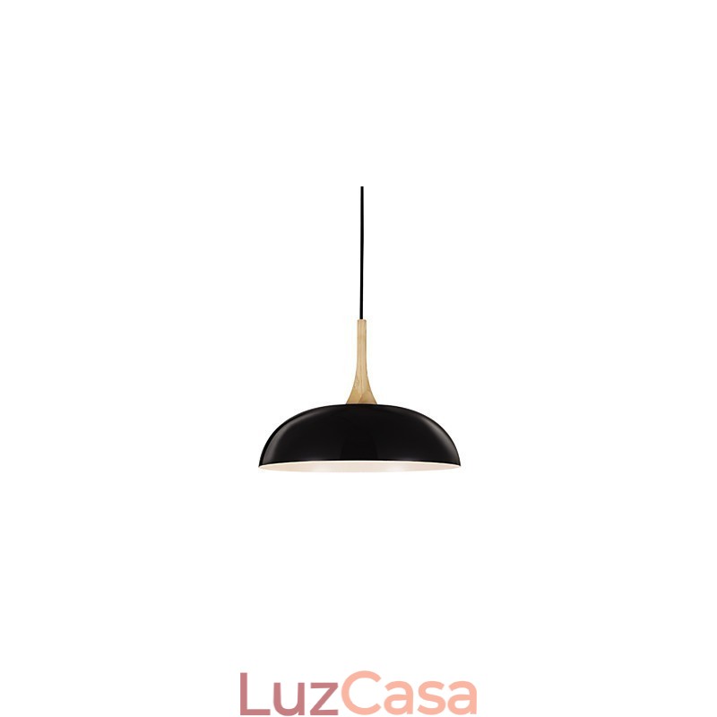 Mini Luminária Pendente Artística 1 Luz Moderna Simplicidade Acabamento Preto Branco Alumínio e Madeira Droplight