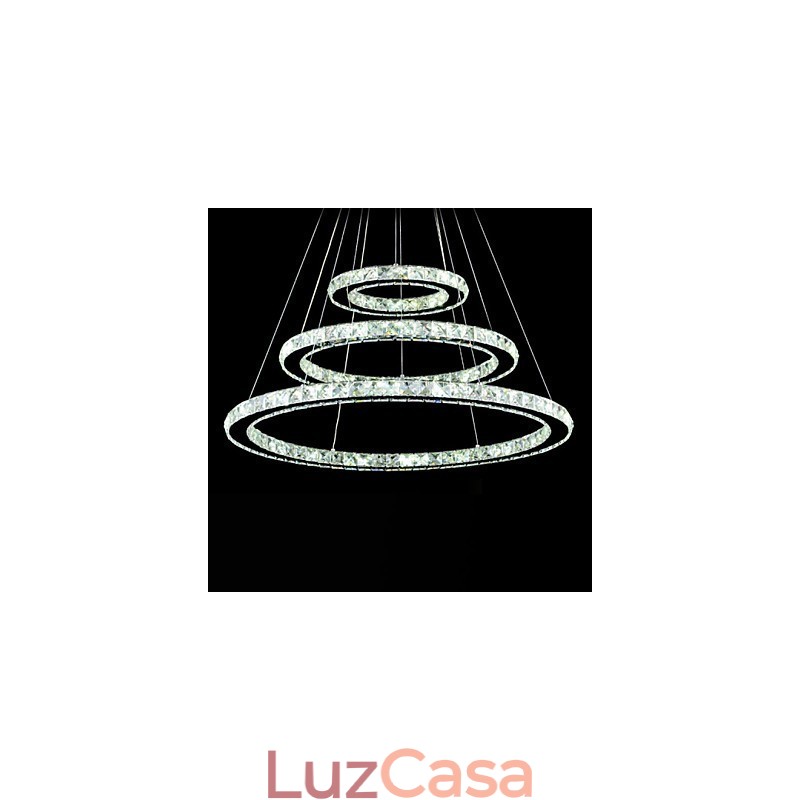 Luminária pendente de cristal regulável, lustre circular moderno, lâmpadas de iluminação, luminárias de teto redondas brancas frias com controle remoto