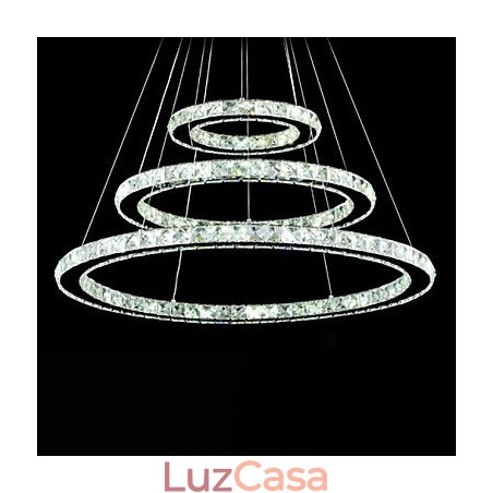 Luminária pendente de cristal regulável, lustre circular moderno, lâmpadas de iluminação, luminárias de teto redondas brancas frias com controle remoto Luminária pendente de cristal regulável, lustre circular moderno, lâmpadas de iluminação, luminárias de teto redondas brancas frias com controle remoto